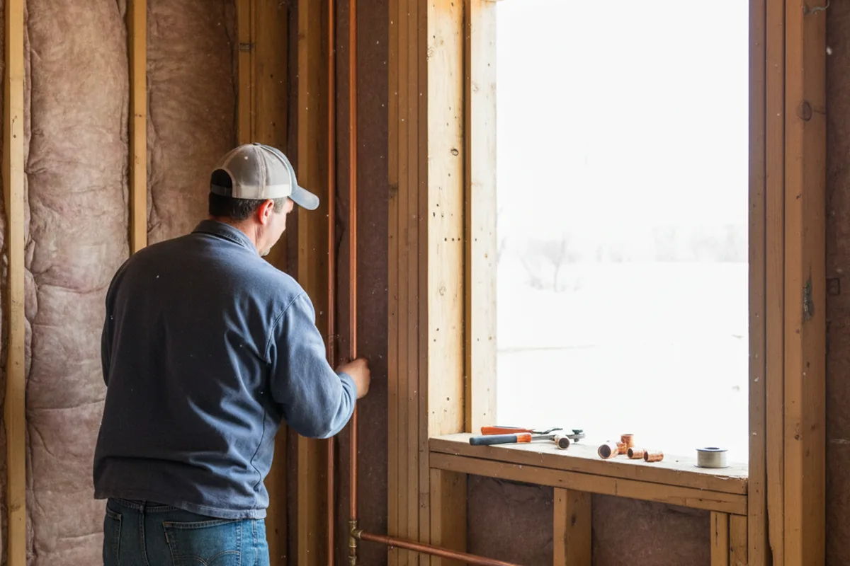 Licensed plumber running new copper supply lines in a Morehead City home