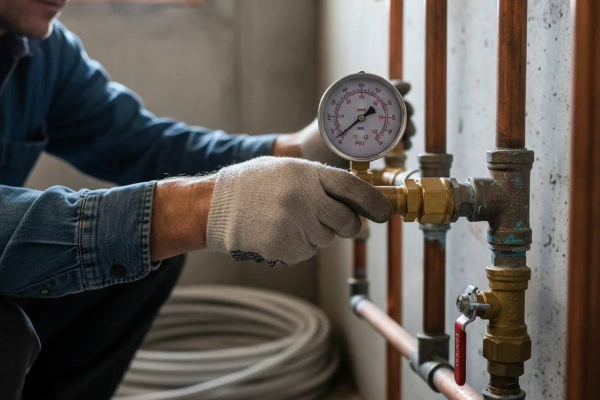 Pressure testing a repaired line during Water Line Repair in Morehead City